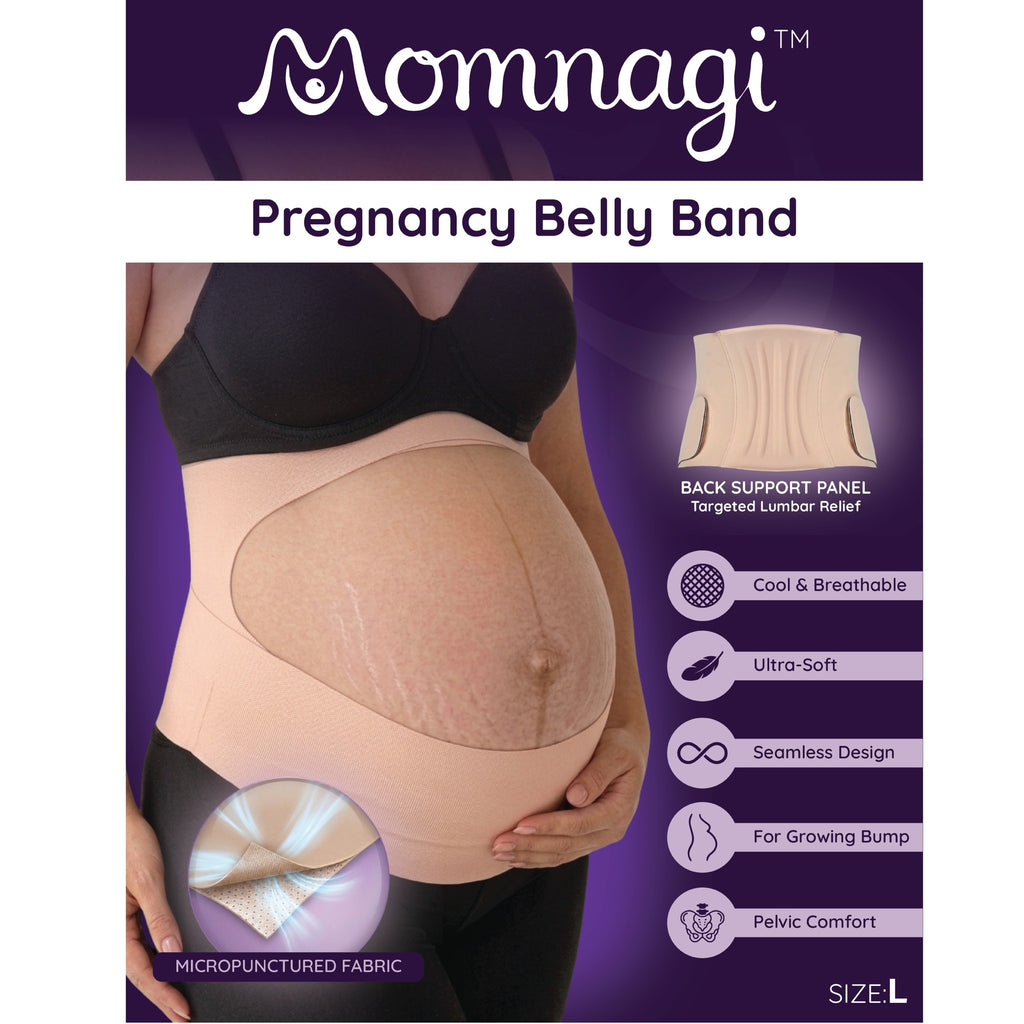 Momnagi Pregnancy Belly Band retail packaging, size L